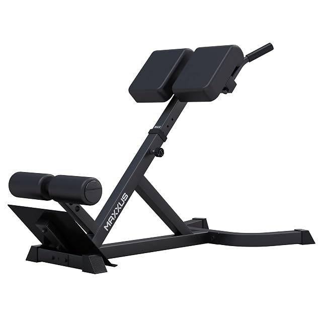 Maxxus Hyperextension-Rückentrainer mit Griffen und dick gepolsterten Oberschenkelstützen