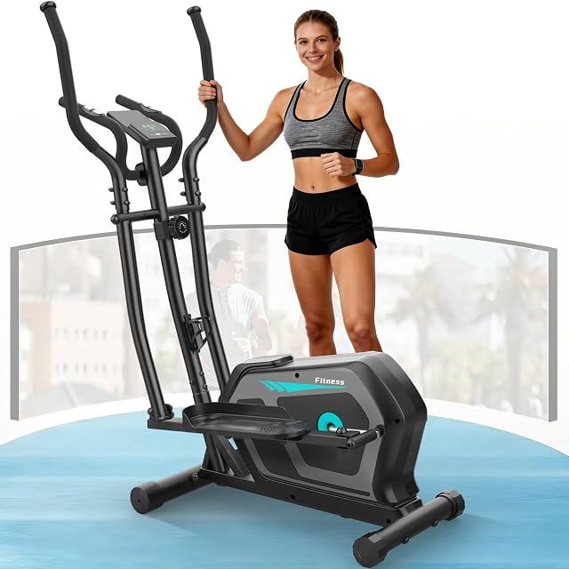 Cowmew 3-in-1 schwarzer Crosstrainer mit LCD-Monitor und Flaschenhalter