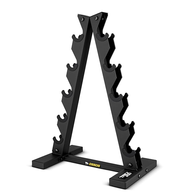 TREX SPORT Hantelablage in A-Form mit zehn gummierten Auflagen