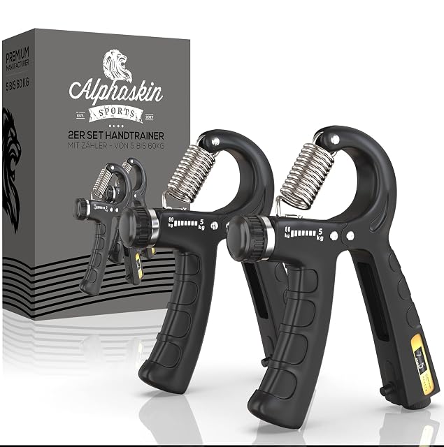ALPHASKIN Paar schwarzer Handtrainer mit Zählern