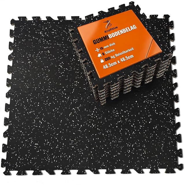 Krafitive schwarz-weiß gesprenkelte massive Gummiplatten fürs Studio mit Puzzlekanten