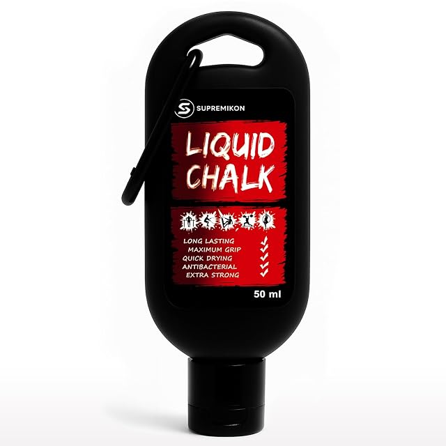 SUPREMIKON schwarze Flasche mit 50 ml, rotem Etikett und einer angeformten Karabinerschlaufe an der Schulter