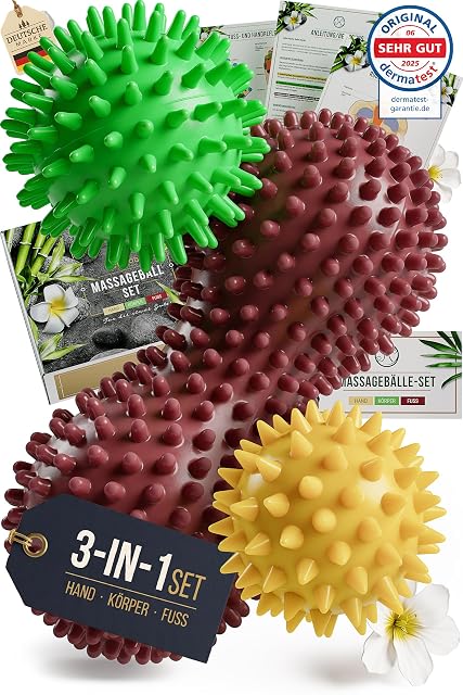 HELDSON Satz aus drei Noppenmassagebällen samt einem Erdnussball