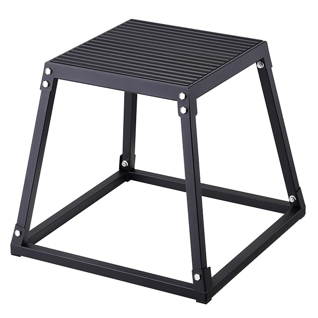 VEVOR schwarze plyometrische Sprungbox aus Stahl mit strukturierter Silikonoberseite