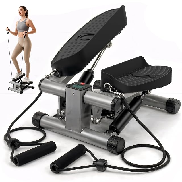 Niceday Mini-Stepper mit Widerstandsbändern und einer LCD-Anzeige