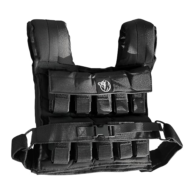 GORILLA SPORTS schwarze Gewichtsweste mit herausnehmbaren Eisengewichten und gesticktem Zeichen