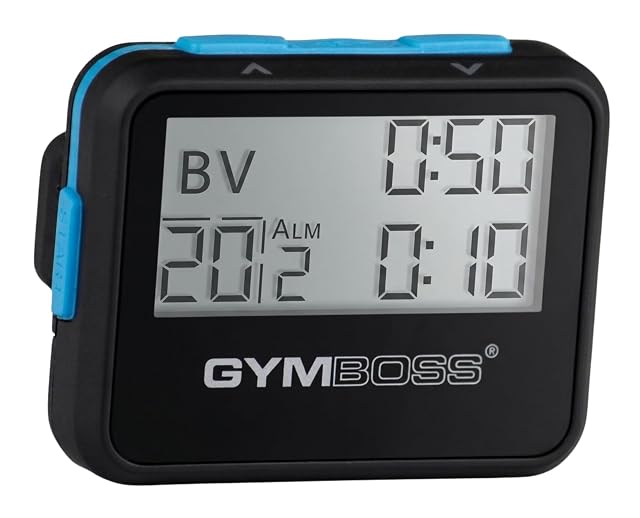 Gymboss schwarz-blauer Intervalltimer mit Gürtelclip