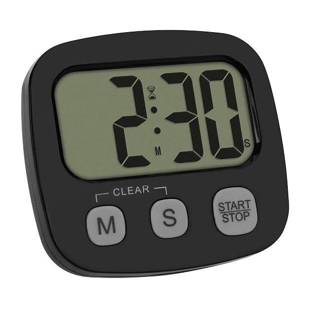 TFA Dostmann schwarzer digitaler Timer mit großer Anzeige und magnetischer Rückseite